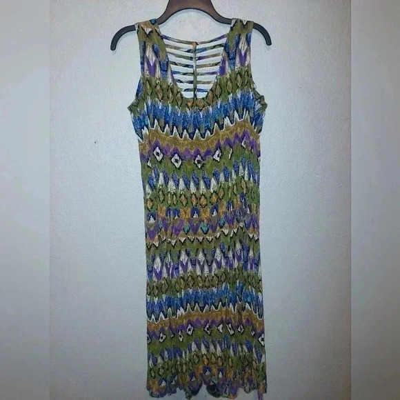 Vintage Dress Barn Tribal Print Maxi Button Down Dress Size 10 - Picture 3 of 8